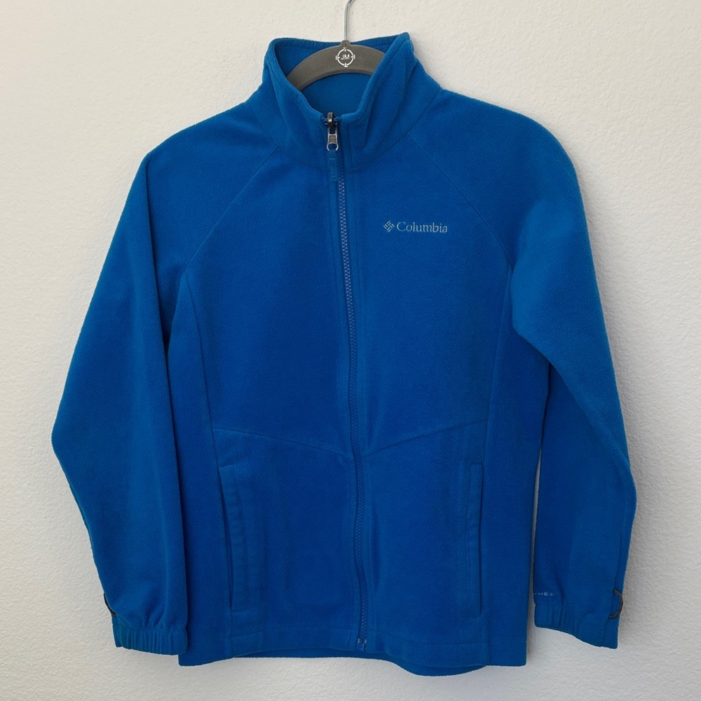 Columbia Kids Bright Blue Fleece Omin Tech Zip Up Jacket Pockets Interchange
